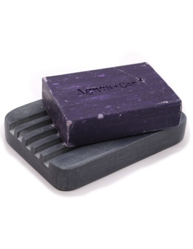 Porte-savon en stéatite – Gris strié