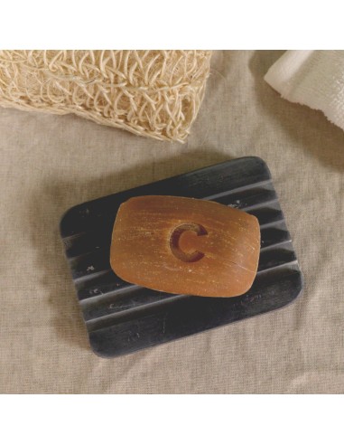 Porte-savon en stéatite – Gris strié