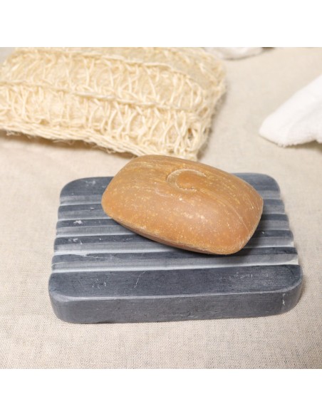 Porte-savon en stéatite – Gris strié