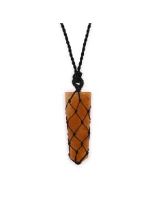 Pendentif pointe en quartz doré – Clarté & énergie