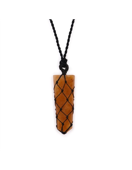 Pendentif pointe en quartz doré – Clarté & énergie