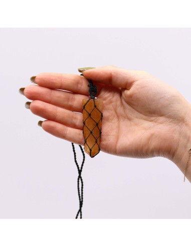 Pendentif pointe en quartz doré – Clarté & énergie