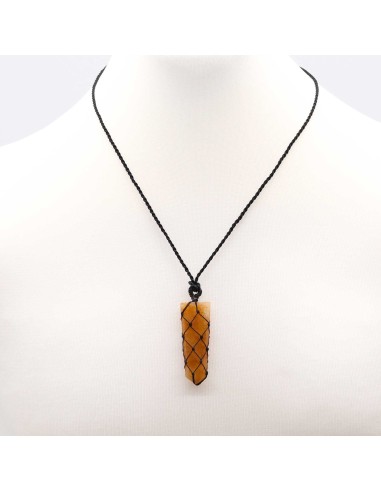 Pendentif pointe en quartz doré – Clarté & énergie
