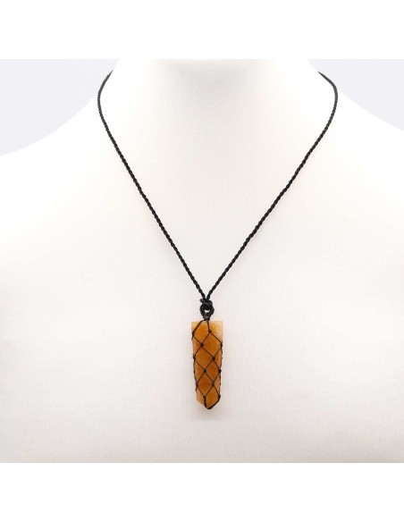 Pendentif pointe en quartz doré – Clarté & énergie