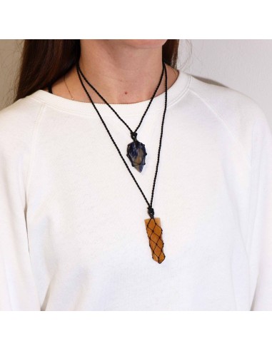 Pendentif pointe en quartz doré – Clarté & énergie