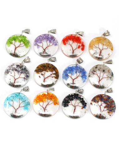 Pendentif orgonite améthyste – Arbre de Vie