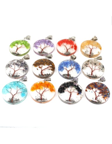 Pendentif orgonite améthyste – Arbre de Vie