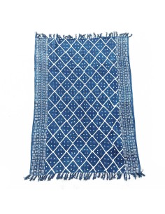 Plaid indigo artisanal – Profondeur nocturne zen
