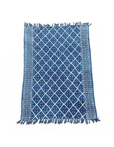 Plaid indigo artisanal – Profondeur nocturne zen