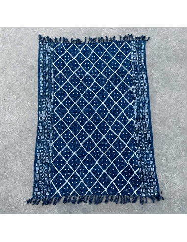Plaid indigo artisanal – Profondeur nocturne zen