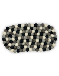 Centre de table en boules de feutre – Ovale gris multicolore