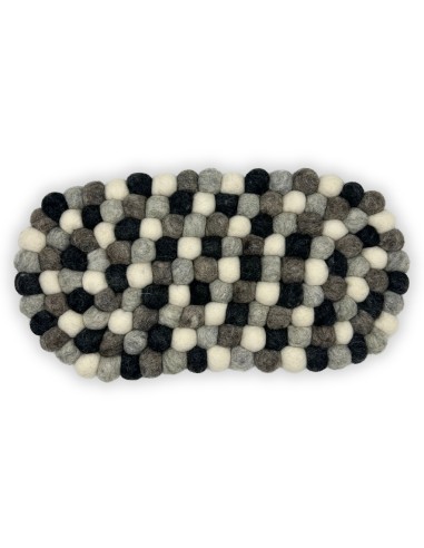 Centre de table en boules de feutre – Ovale gris multicolore