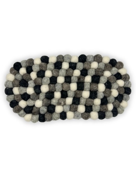 Centre de table en boules de feutre – Ovale gris multicolore