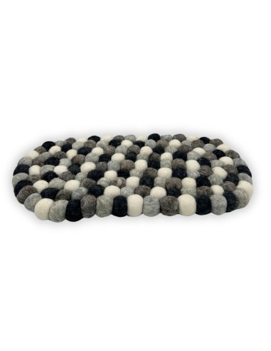 Centre de table en boules de feutre – Ovale gris multicolore