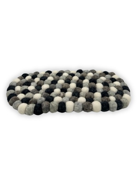 Centre de table en boules de feutre – Ovale gris multicolore