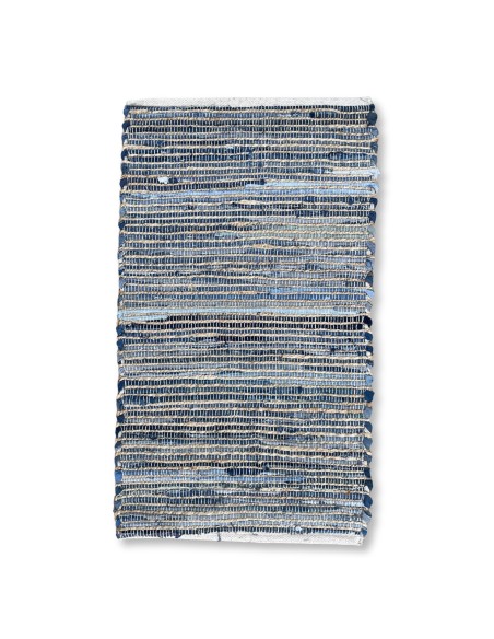 Tapis en jute & coton recyclé – Bleu serein