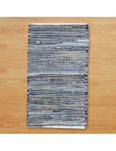 Tapis en jute & coton recyclé – Bleu serein