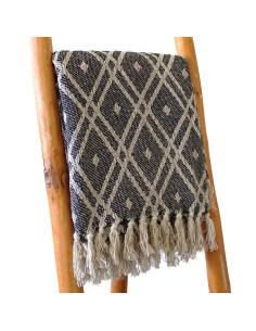 Plaid bohème confort – Noir & beige zen