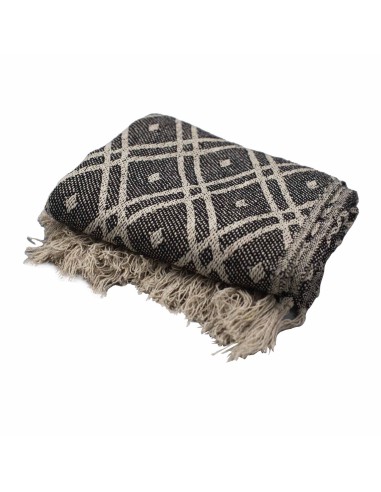 Plaid bohème confort – Noir & beige zen
