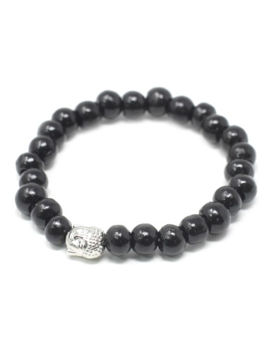 Bracelet bois sombre & Bouddha – Ancrage zen
