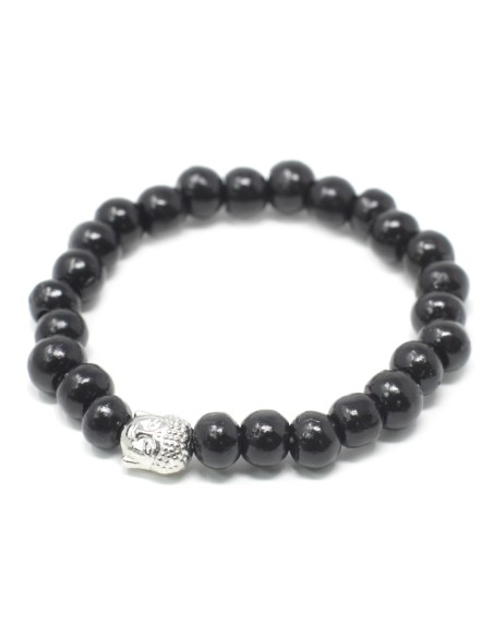 Bracelet bois sombre & Bouddha – Ancrage zen