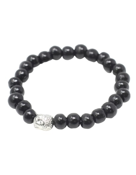 Bracelet bois sombre & Bouddha – Ancrage zen