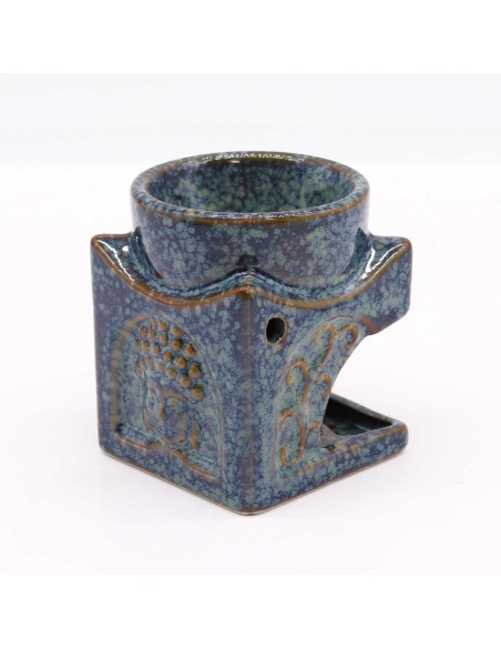 Brûle-parfum Bouddha carré – Bleu poudré