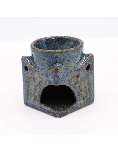 Brûle-parfum Bouddha carré – Bleu poudré