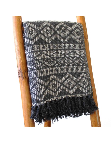 Plaid bohème confort – Gris géométrique zen