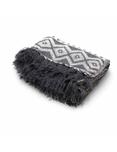 Plaid bohème confort – Gris géométrique zen