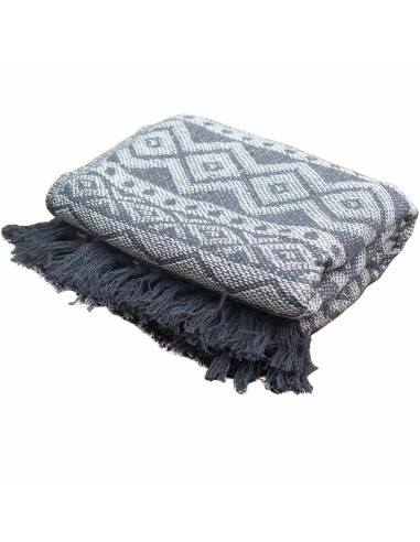 Plaid bohème confort – Gris géométrique zen