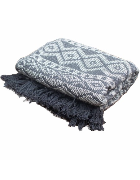 Plaid bohème confort – Gris géométrique zen