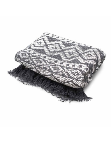 Plaid bohème confort – Gris géométrique zen
