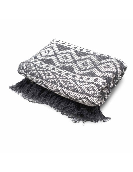 Plaid bohème confort – Gris géométrique zen