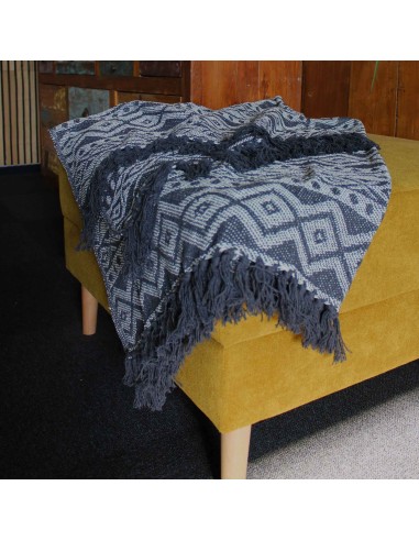 Plaid bohème confort – Gris géométrique zen