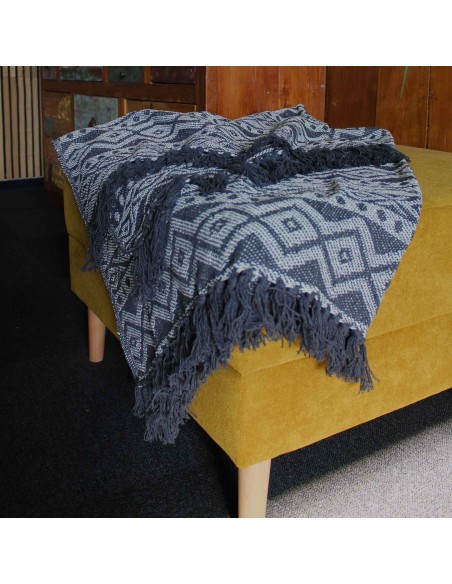 Plaid bohème confort – Gris géométrique zen