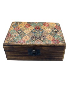 Boîte décorative en céramique émaillée – Motifs traditionnels