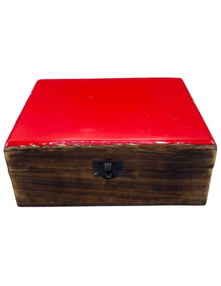 Boîte décorative en céramique émaillée – Rouge profond