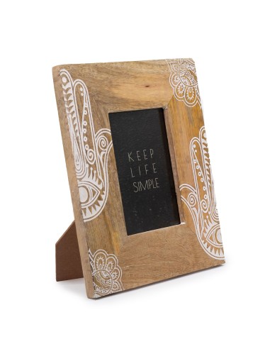 Cadre Hamsa en bois de manguier – Protection zen