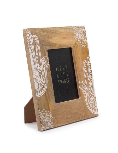 Cadre Hamsa en bois de manguier – Protection zen