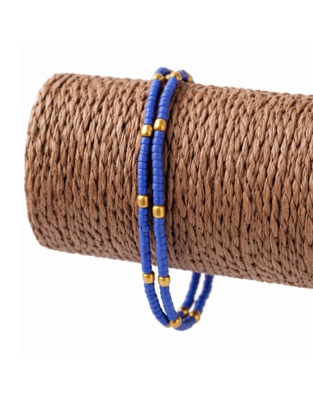 Chevillère népalaise double rang – Lapis & laiton