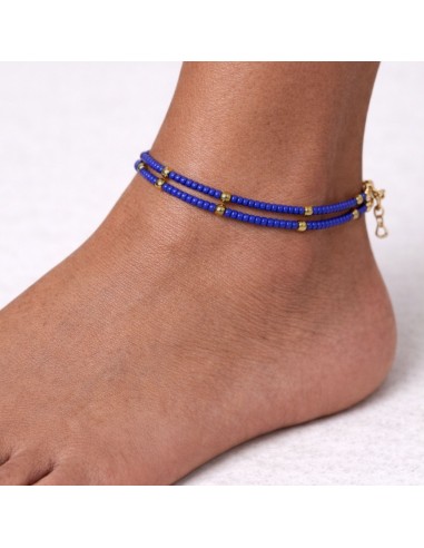 Chevillère népalaise double rang – Lapis & laiton
