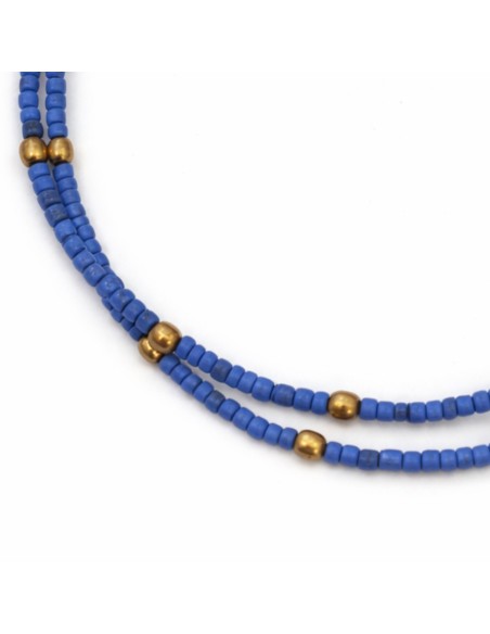 Chevillère népalaise double rang – Lapis & laiton