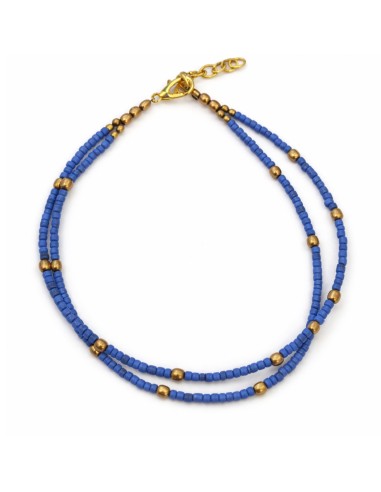 Chevillère népalaise double rang – Lapis & laiton
