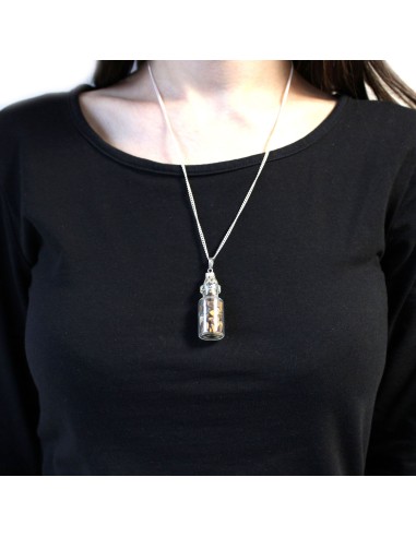Collier fiole pierres – Œil de tigre