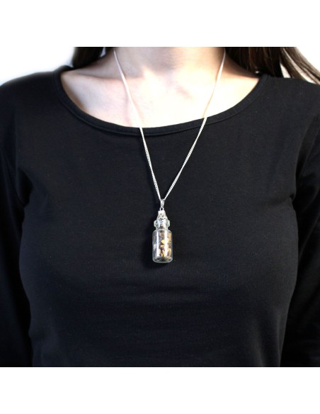 Collier fiole pierres – Œil de tigre