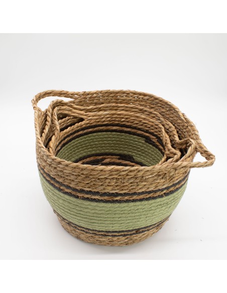 Grandes corbeilles coton & herbe marine – Rangement zen