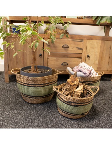 Grandes corbeilles coton & herbe marine – Rangement zen