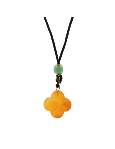 Collier jade rouge – Trèfle porte-chance