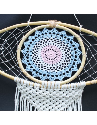 Attrape-rêves macramé œil protecteur – Tons doux